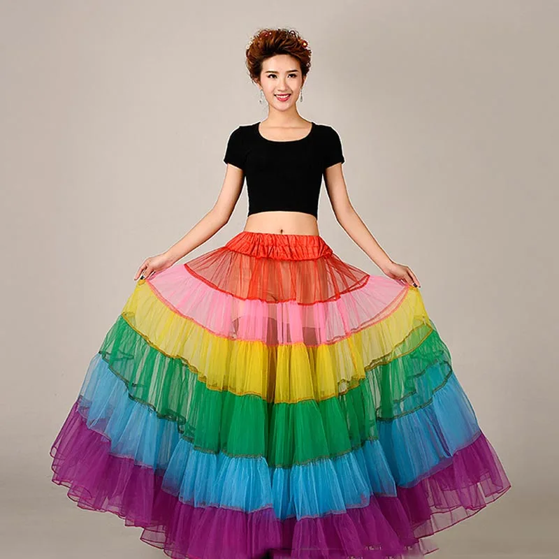 Rainbow Long Petticoat Colorful Underskirt Petticoats For Wedding Dress