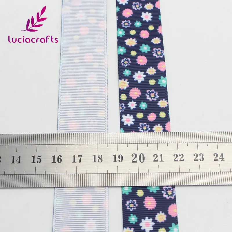 Lucia Crafts 5y/8y 25 мм Grosgrain печатные упаковочные ленты DIY Швейные аксессуары для волос ручной работы материал S0806