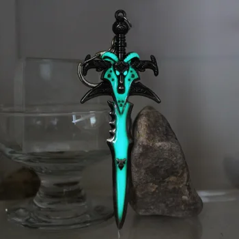 

Glowing Frostmourne keychain The death knight arthas SWORD keychain key ring GLOW in the DARK Luminous sword Pendants