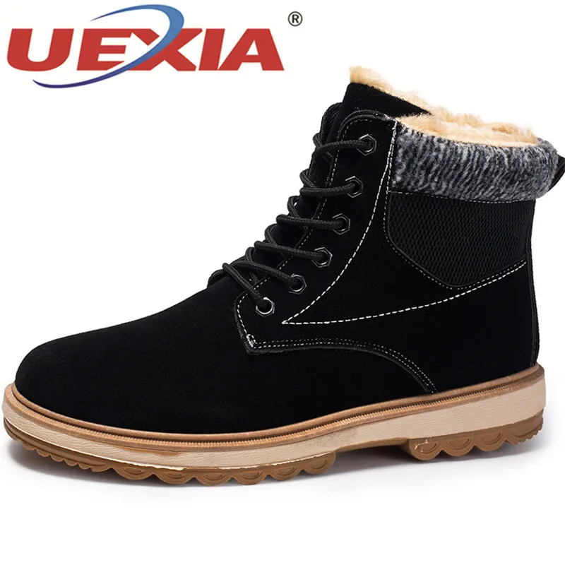 

UEXIA New Men Boots Winter With Plush Fur Warm Snow Boots Casual Men Winter Boots Work Shoes Men Footwear Fashion Ankle Boots