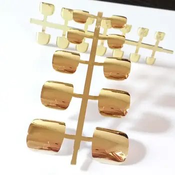 

24Pcs Fashion Metal Mirror Fake Toe Nails Golden Toe False Nails Press On Nail DIY Manicure Tools