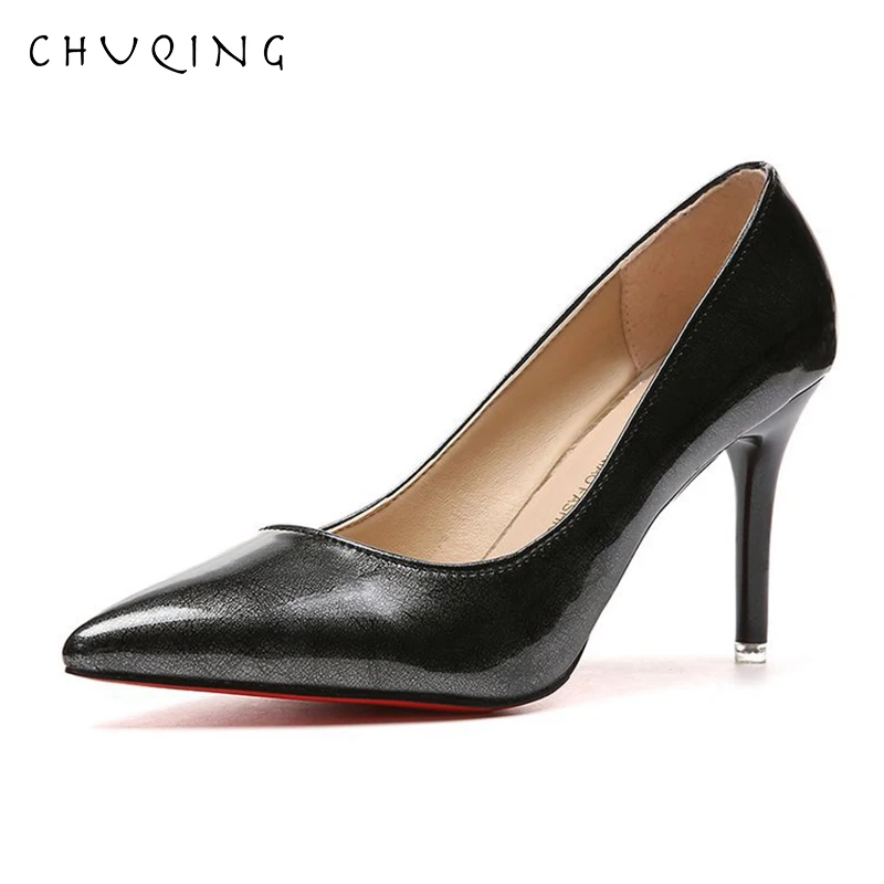 

CHUQING 2019 Spring New Shallow Mouth Korean Fashion High-heeled Work Shoes
