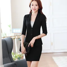 Формальный офисный женский стиль сезон: весна-лето Professional деловые рабочие костюмы с куртки и юбка для женщин офисные юбки для Женские Костюмы Пиджаки