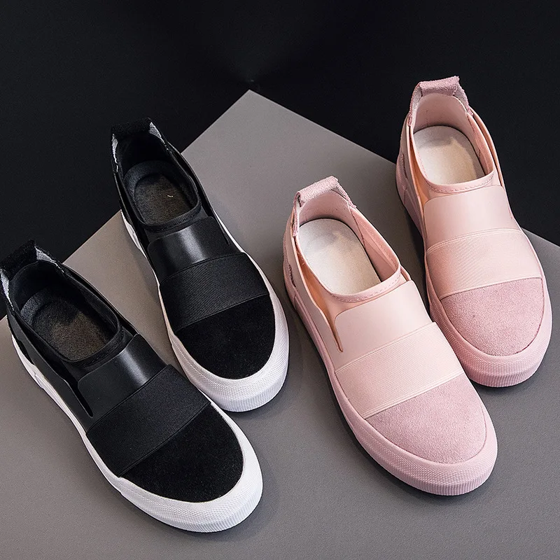 JINBEILEE Women's Skateboard Shoes Leather Casual Muffin Thick Bottom Lazy One Foot Women's Canvas Shoes JINBEILEE Women's Skateboard Shoes Leather Casual Muffin Thick Bottom Lazy One Foot Women's Canvas Shoes