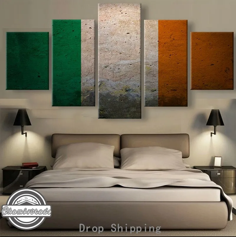 5 Pieces Modern HD Print Canvas Painting Irish Flag Painting Canvas