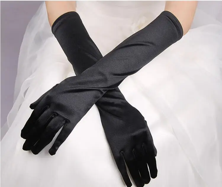 

new Hot Women Flapper Gloves Opera/Elbow/Wrist Satin Finger Long Gloves Elbow Sun Protection Gloves Opera Party Prom Gloves