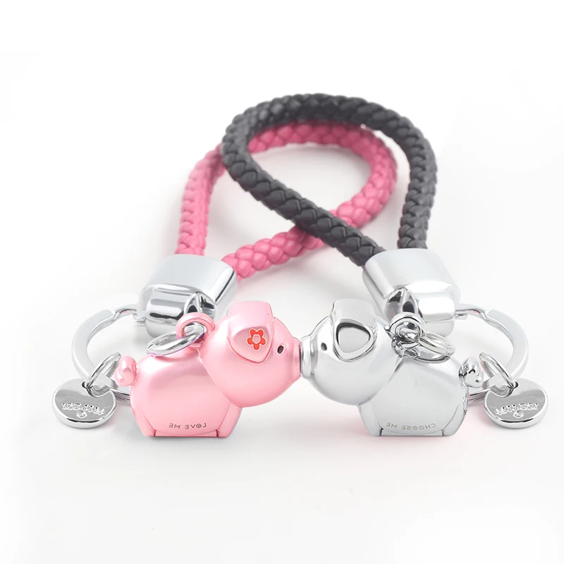 

Milesi 3D kiss pig couple keychain for Lovers Gift Trinket lovely key holder women Chaveiro Innovative Items with gift box K0192