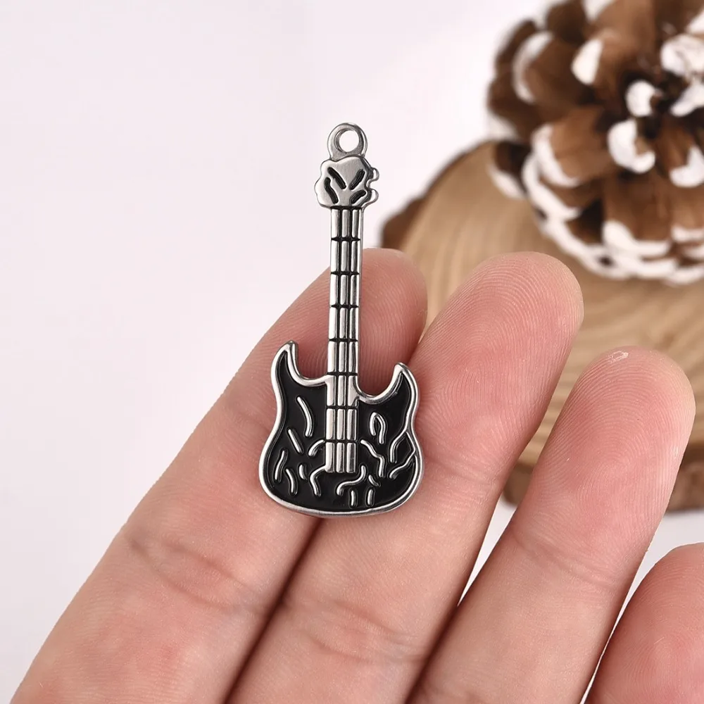Fashion Stainless Steel Guitar Shape Charm (7)