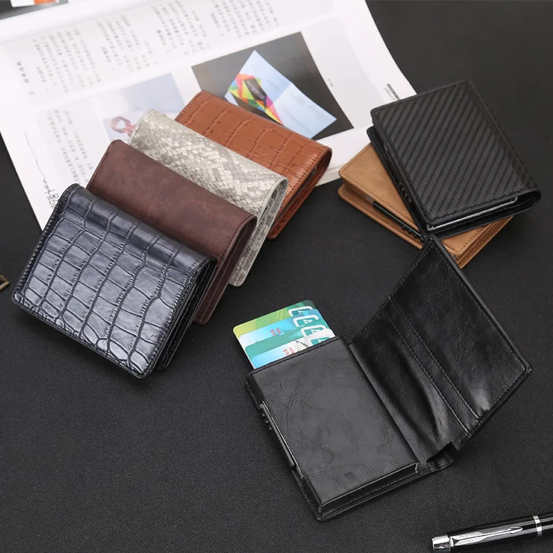 Для мужчин кошельки RFID алюминиевые блокирование держатель кредитной карты металлическая мини кошелек с монет мешок Тонкий Деньги ID карты маленькие кошельки