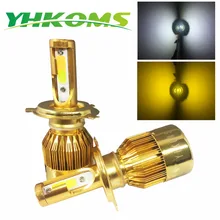 Yhkoms фар автомобиля H4 LED H7 светодиодные лампы 3000 К 6000 К H1 H3 H8 H11 9005 HB3 9006 HB4 880 881 H27 LED двойной Цвет цвет: желтый, белый свет