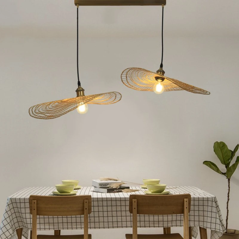 

Southeast Asia Creative Pendant Light Restaurant Simple Zen Teahouse Lights Stairway Hollow Lamp Bamboo Hanglamp