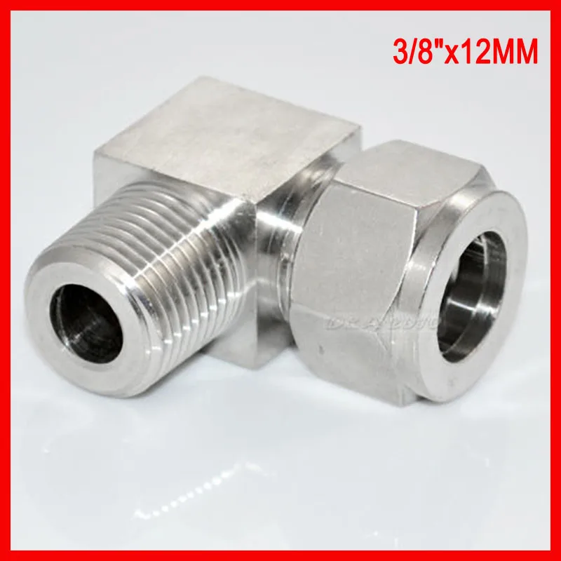 

12MM ODx3/8" DOUBLE FERRULE TUBE FITTING MALE ELBOW CONNECTOR NPT STAINLESS STEEL SS304 2pcs/lot