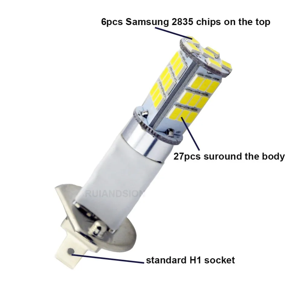 Ruiandsion 2 шт. H1 автомобиля Автомобильная Противо-Туманная светильник s лампы дальнего света светильник 2835 33SMD 3000K желтый автомобиль светодиоды грузовики 12V 24V красный белого и синего цвета-зеленый