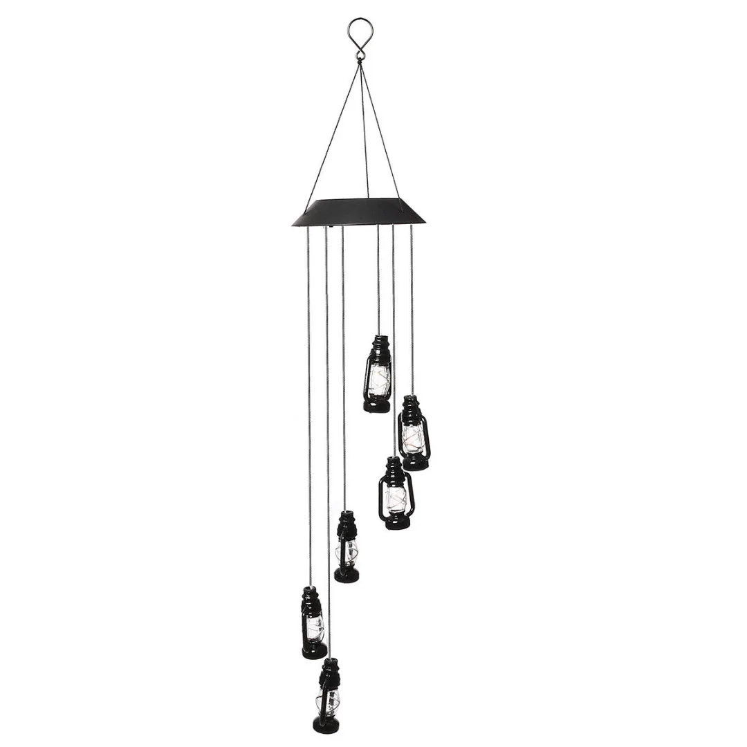 Retro Outdoor Solar Powered Wind Chimes Color Changing Led Windchimes Hanging Light For Home Garden Decor