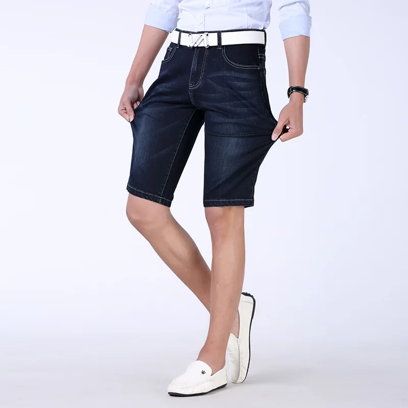 

Large Size Men Denim Shorts Oversized Male High Elastic Thin Short Jeans Summer Casual Blue Short Jeans Plus Size 48 46 44 42 40