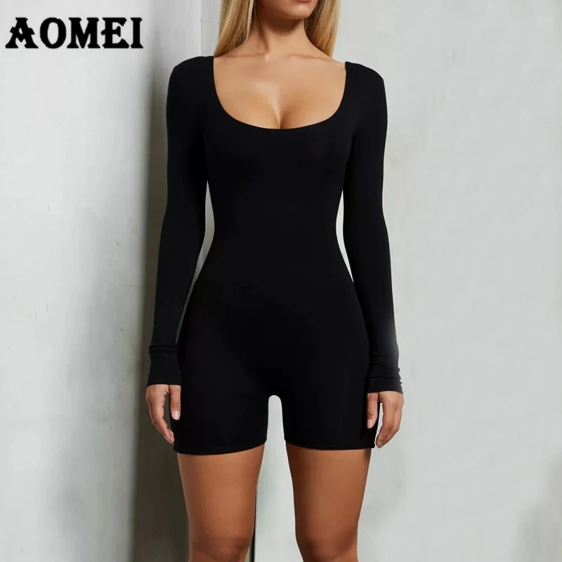 

Women Bodysuit Jumpsuit Slim Long Sleeve Black Sexy Elastic Sheath Lady 2019 New Arrival Femme Casual Clothes Overall Plus Size