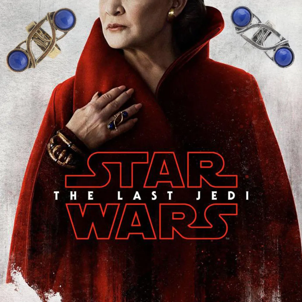 

SG Hot Vintage Movie Star Wars The Last Jedi Leia Princess Blue Stones Rings Women Girl Finger Rings Chrismas Cosplay Jewelry