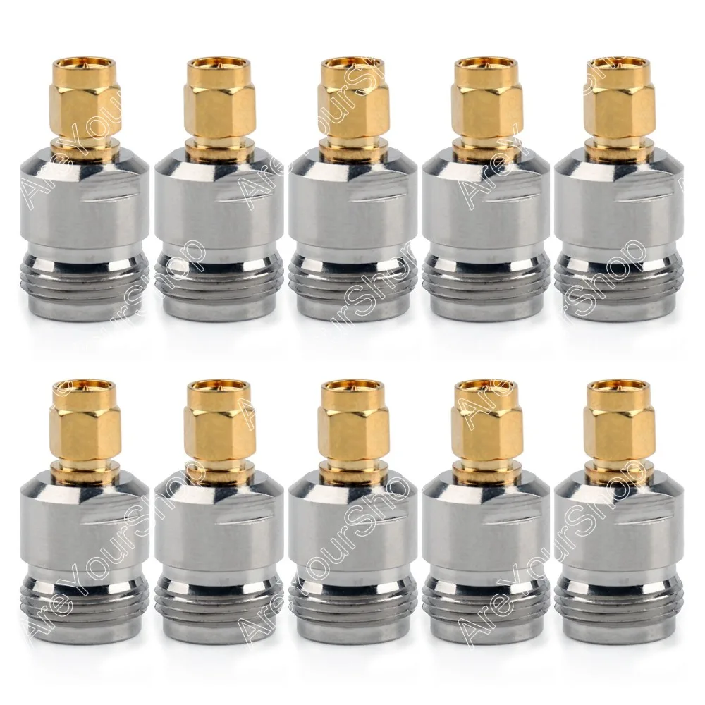 

Areyourshop Hot Sale 10Pcs Adapter N Jack Female To SMA Male Plug RF Connector Straight PTFE Nickel Plating Gold Plating