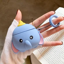 Для airpods 1/2, мультяшный милый слон, защитный чехол, Bluetooth, беспроводная гарнитура, набор для air pods, чехол с ремешком против потери