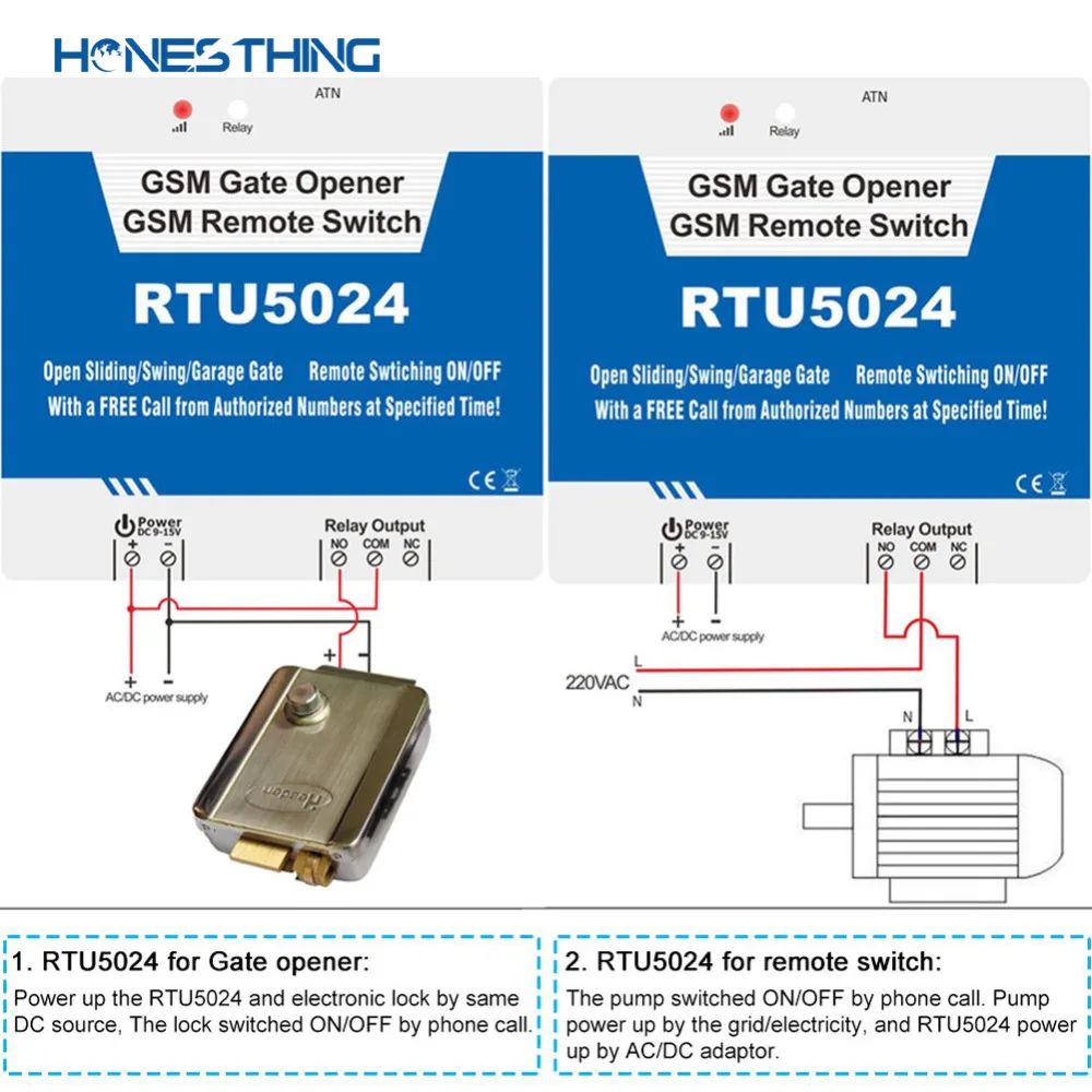 HonesThing GSM 3G SMS Gate Opener Garage Relay Switch Remote Control Access Controller Electric Door Operator RTU5024[200 Users] 6