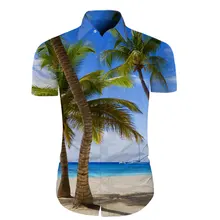 Cloudstyle, мужская рубашка с коротким рукавом, 3D Cocos, морской пляж, Гавайские рубашки, Camisa Masculina, мужские рубашки с цветочным принтом, уличная одежда