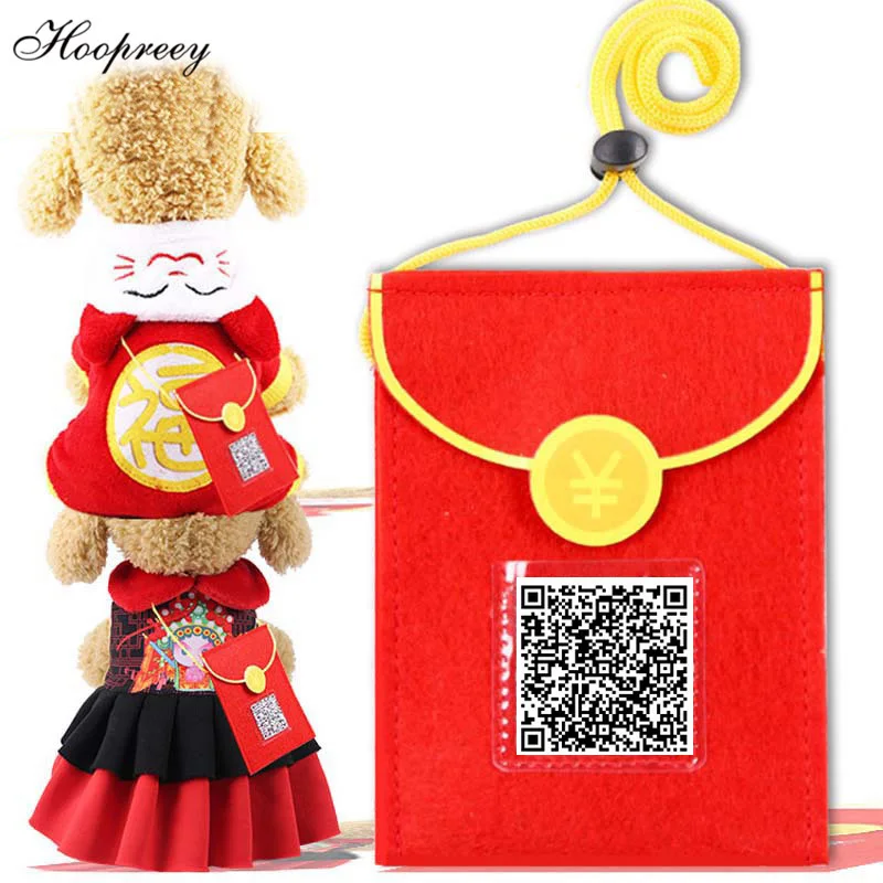 

New Year Red Envelope Adjustable Messenger Bag Dog Clothes Pet Accessories Scan Code Chinese Spring Festival Pet Supplies 10E
