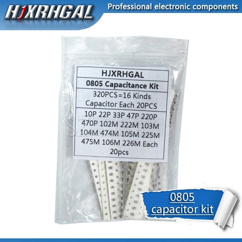 16 значений * 20 шт. 0805 475 SMD конденсатор в ассортименте 10 пФ ~ м компоненты сделай сам