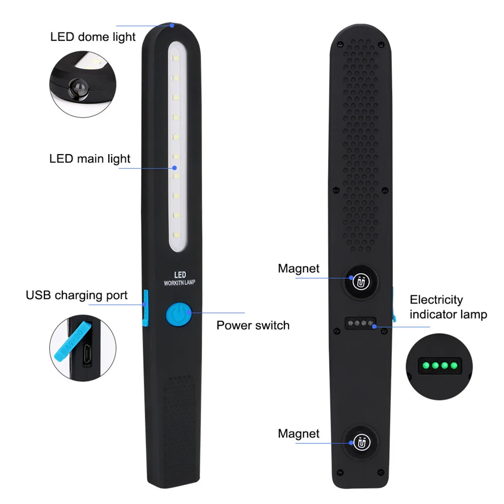 Перезаряжаемый светодиодный тонкий рабочий свет Ультрафиолетовый фонарь+ usb-кабель#30