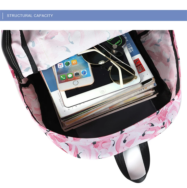 Женский модный рюкзак, женский Маленький милый рюкзак с фламинго, дорожные школьные сумки для девочек-подростков, простой рюкзак