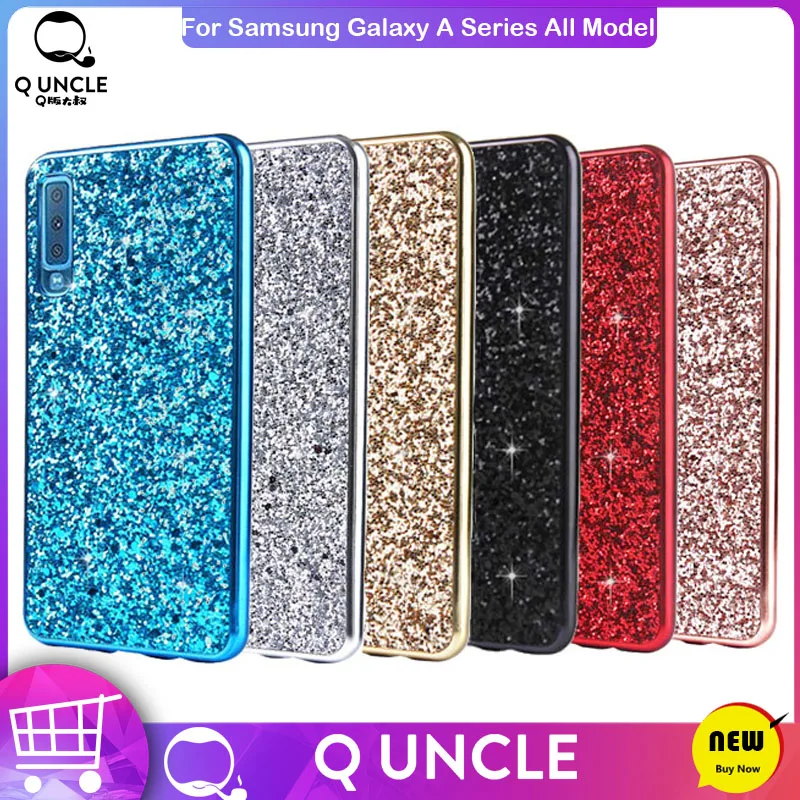 

For Samsung Galaxy A6 A7 A8 A9 2018 A4S A6S A8S Case Silicon Bling Glitter Crystal Sequins Soft TPU Cover Fundas