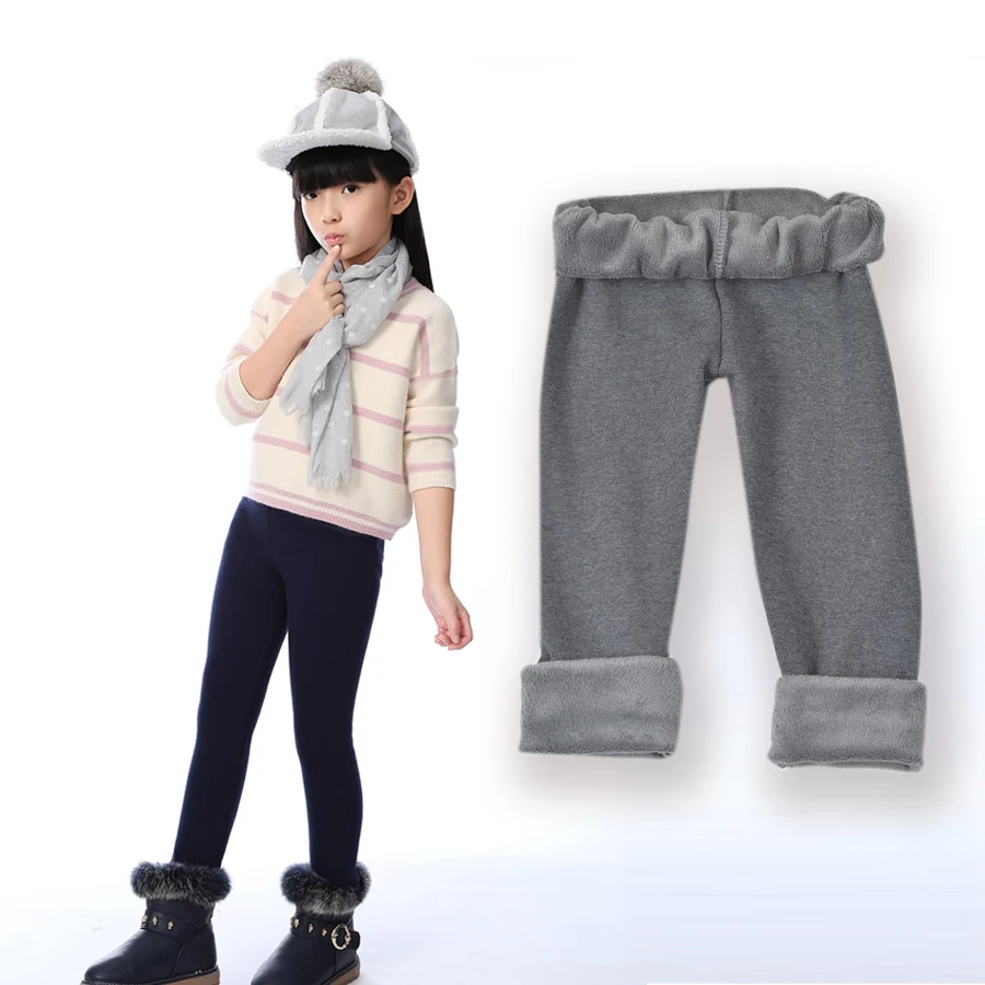 New Fashion plus velvet skinny thickening ankle length girls leggings Children s 3 11 Year Cotton
