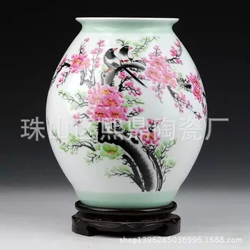 

Jingdezhen Ceramic high-end hand-painted vases look very happy blessing cylinder Fashion Home Decoration Collection Buyers