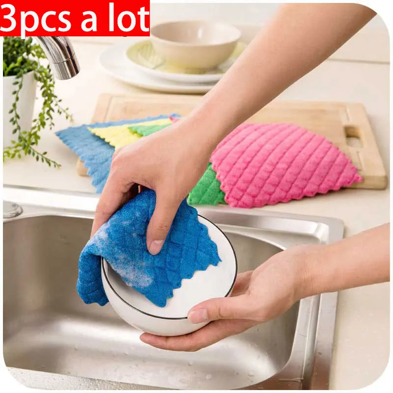 

vanzlife thick microfiber washing towel kitchen dish no contaminated oil absorbent lint-free dish post cleaning cloth