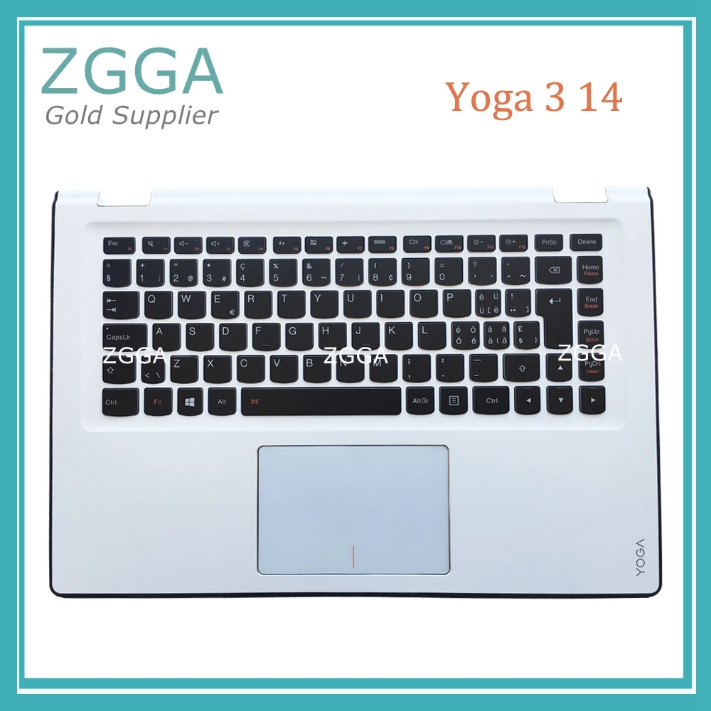 

Genuine New for Lenovo Yoga 3 14 Keyboard Palmrest Bezel Upper Case Cover White with Backlit Touchpad Big Enter AP0YC000310