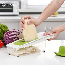 4YANG Manual Mandoline Slicer Multi-function Vegetable Cutter Set with 5 Blade Potato Carrot Cutter Peeler Vegetable Salad Tools