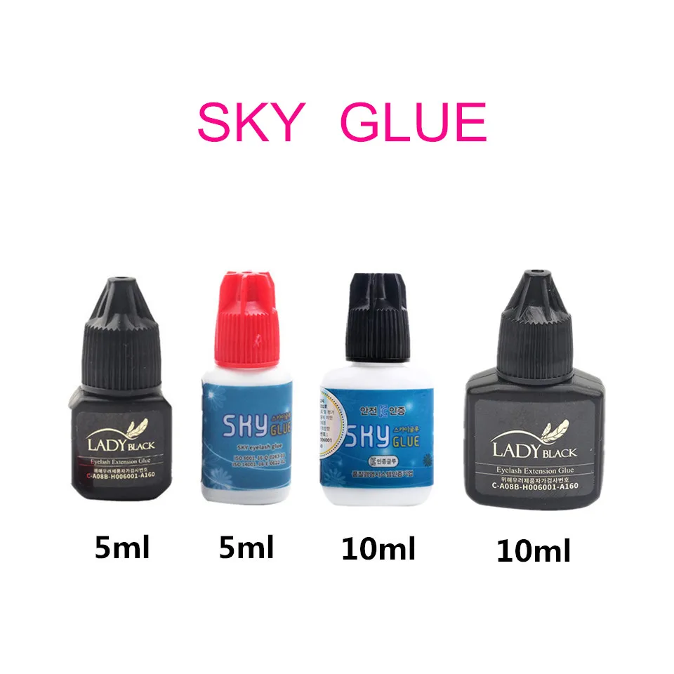 

Sky Glue 5ml 10ml Fast Drying Adhensive 1-2S Red Cap Korea Eyelash Extension Glue Lady Black Glue with Low Irritation Eyelash