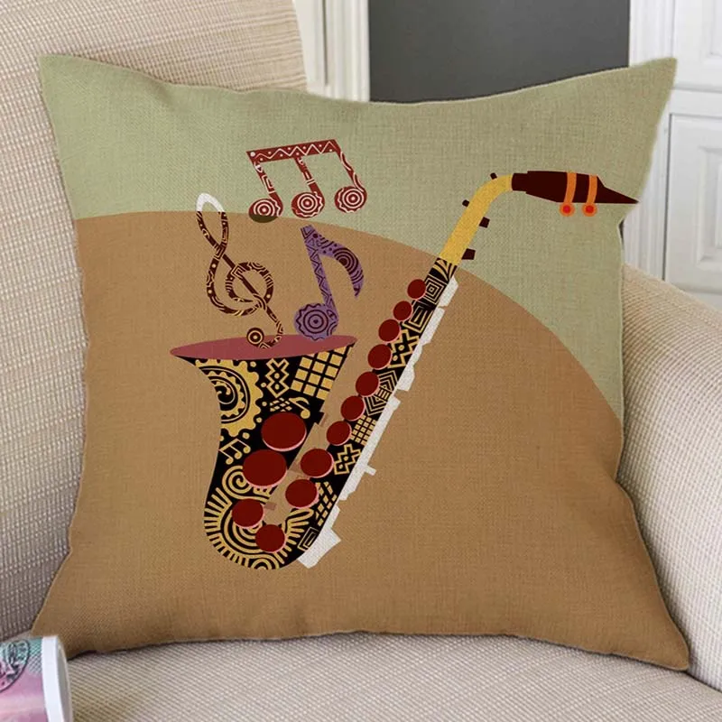Nordic Abstract Geometric Musical Instruments Home Decor Pillow Case Music Notes Piano Keyboard Sax