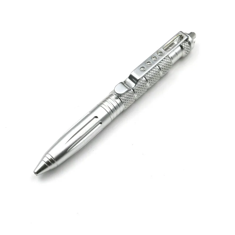Высококачественная Защитная персональная тактическая ручка для самообороны Ручка инструмент многоцелевой авиационный алюминиевый Противоскользящий портативный - Цвет: Серебристый
