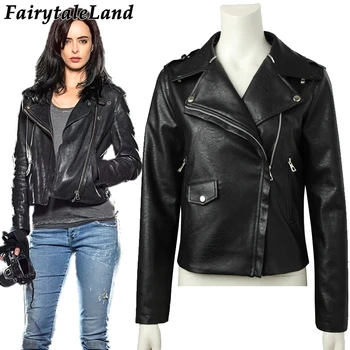 

Jessica Jones Cosplay Costume TV show Superhero Jessica Jones Jacket Carnival Halloween costume Fashion black leather jacket