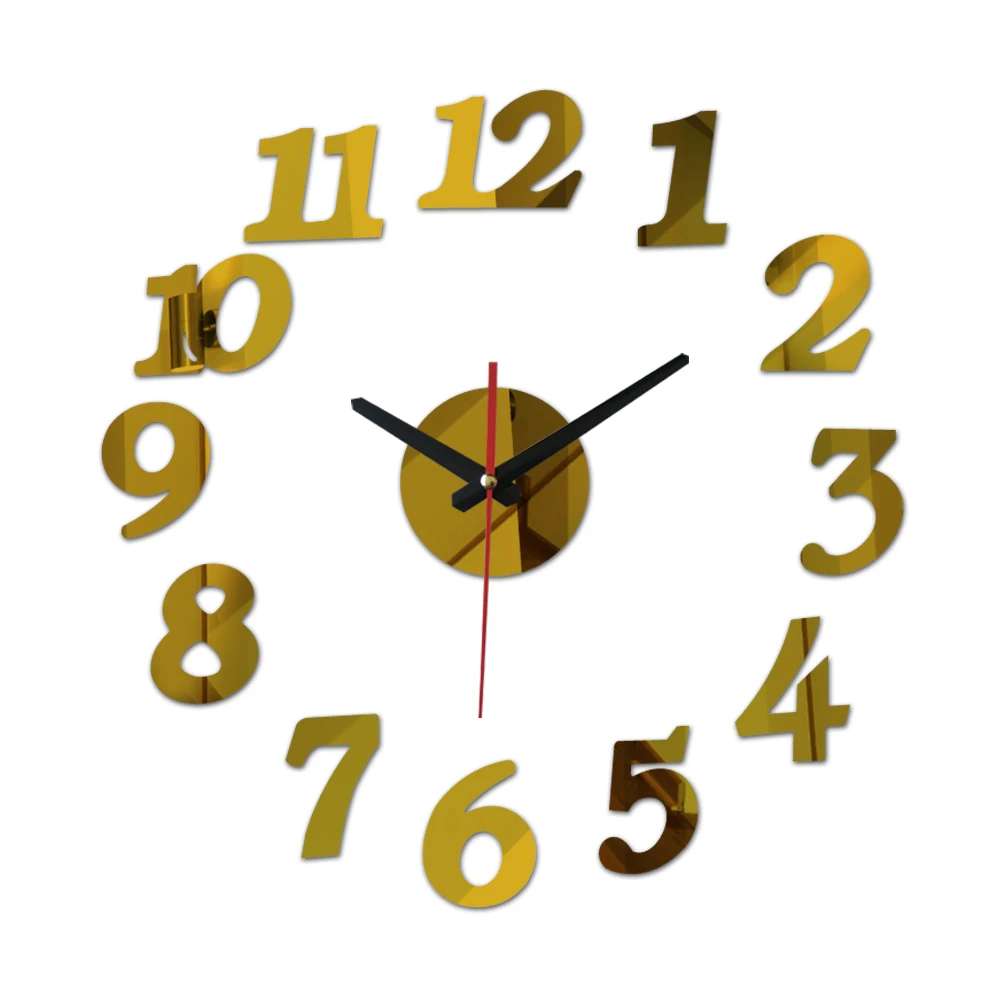 Новые 3d diy акриловые зеркальные наклейки часы настенные horloge большие