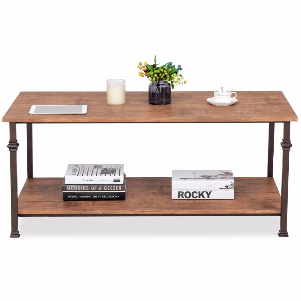 Giantex 2 Tier Coffee Accent End Table Sofa Side Living Room Furniture W/Storage shelf Home Furniture HW58269 Giantex 2 Tier Coffee Accent End Table Sofa Side Living Room Furniture W/Storage shelf Home Furniture HW58269