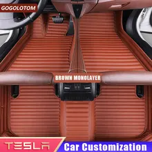 Кожаные автомобильные коврики для Tesla модель S модель 3 пользовательские накладки для ног автомобильный коврик автомобильные чехлы