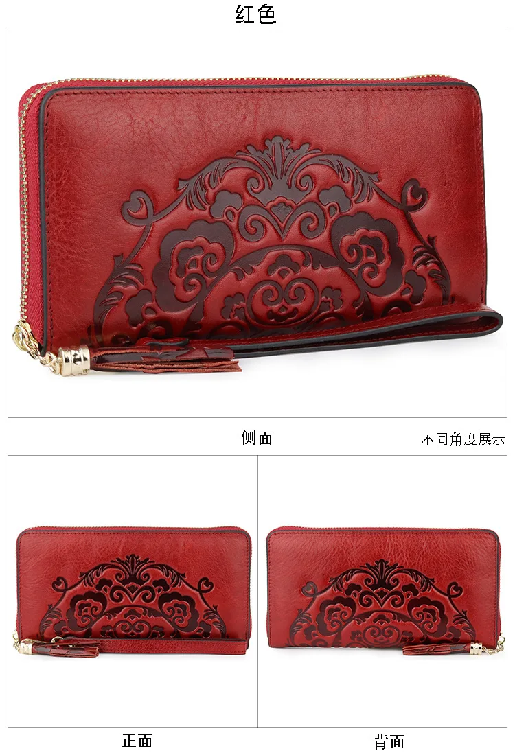 mulheres couro genuíno, padrão carteiras longo bolsa-Designer De marcas de couro real