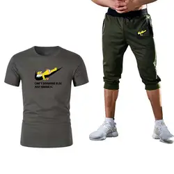 Новая модная брендовая спортивная одежда, футболка с короткими рукавами, костюм, мужской размер, желтая утка, принт, круглый вырез