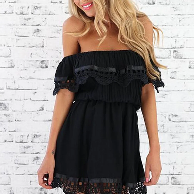 Lace embroidery Patchwork Sleeveless font b Women b font font b Dresses b font 2016 Summer