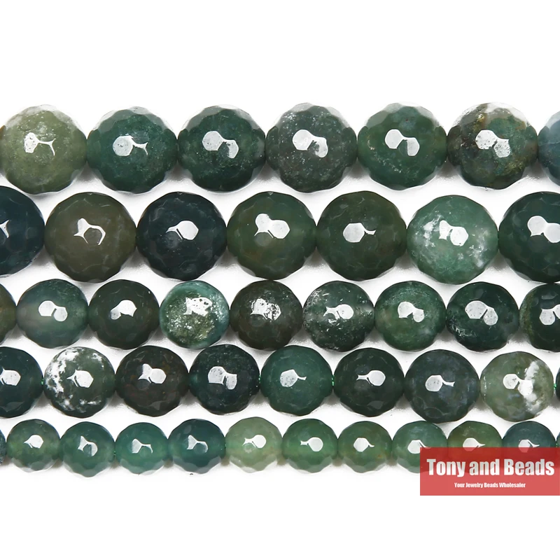 

Free Shipping Faceted Moss Agates Round Gem Beads 15" Strand 4 6 8 10 12MM Pick Size For Jewelry Making