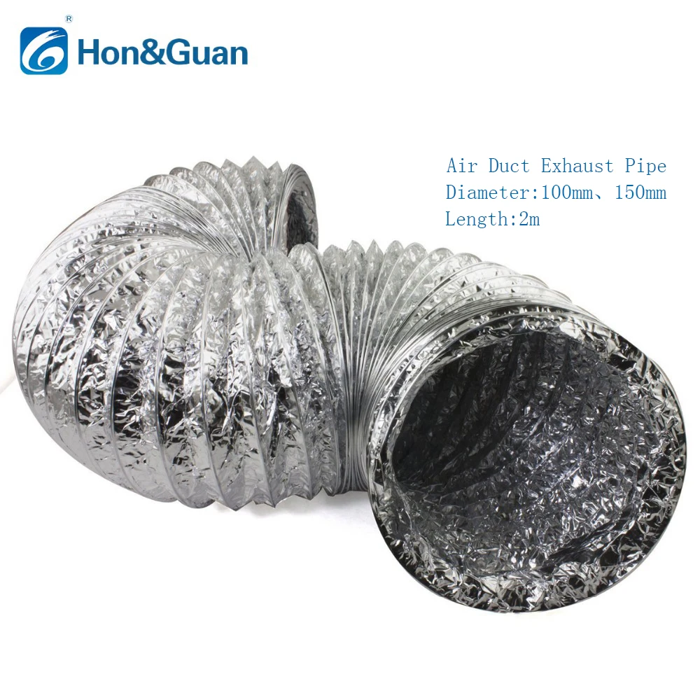 2m 4/6 inch Double Aluminum Foil Exhaust Fan Pipe Ducting Hose Ventilation Flexible Soft Tube for Kitchen Toilet Inline Duct Fan