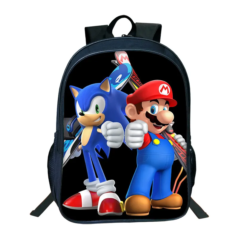 New 12 Inch Cartoon Mario Printing Girls Boys School Backpack Kids Gift Book Bag