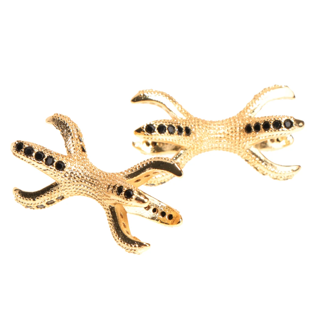 2 Pieces Micro Rhinestone Eagle Claw Bracelet Connector Beads Animal 8 Paw Design Punk Mens DIY Jewelry