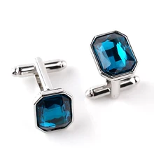 Boutons de manchette fermoir bijoux jupe haute qualité bleu gemme cristal avec strass hommes bijoux cadeaux Frence chemises désherbage boutons de manchette(China)